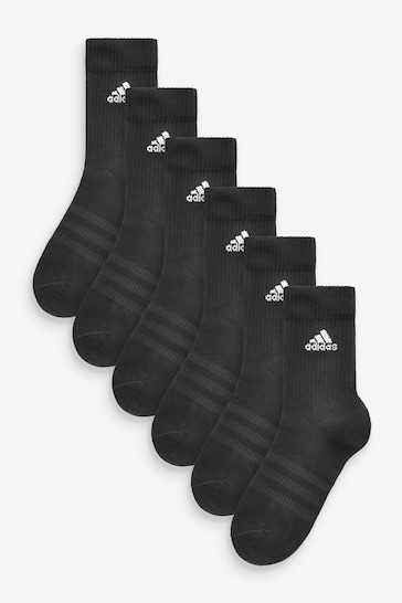 adidas Black 6 Pack Adult Cushioned Sportswear Crew Socks