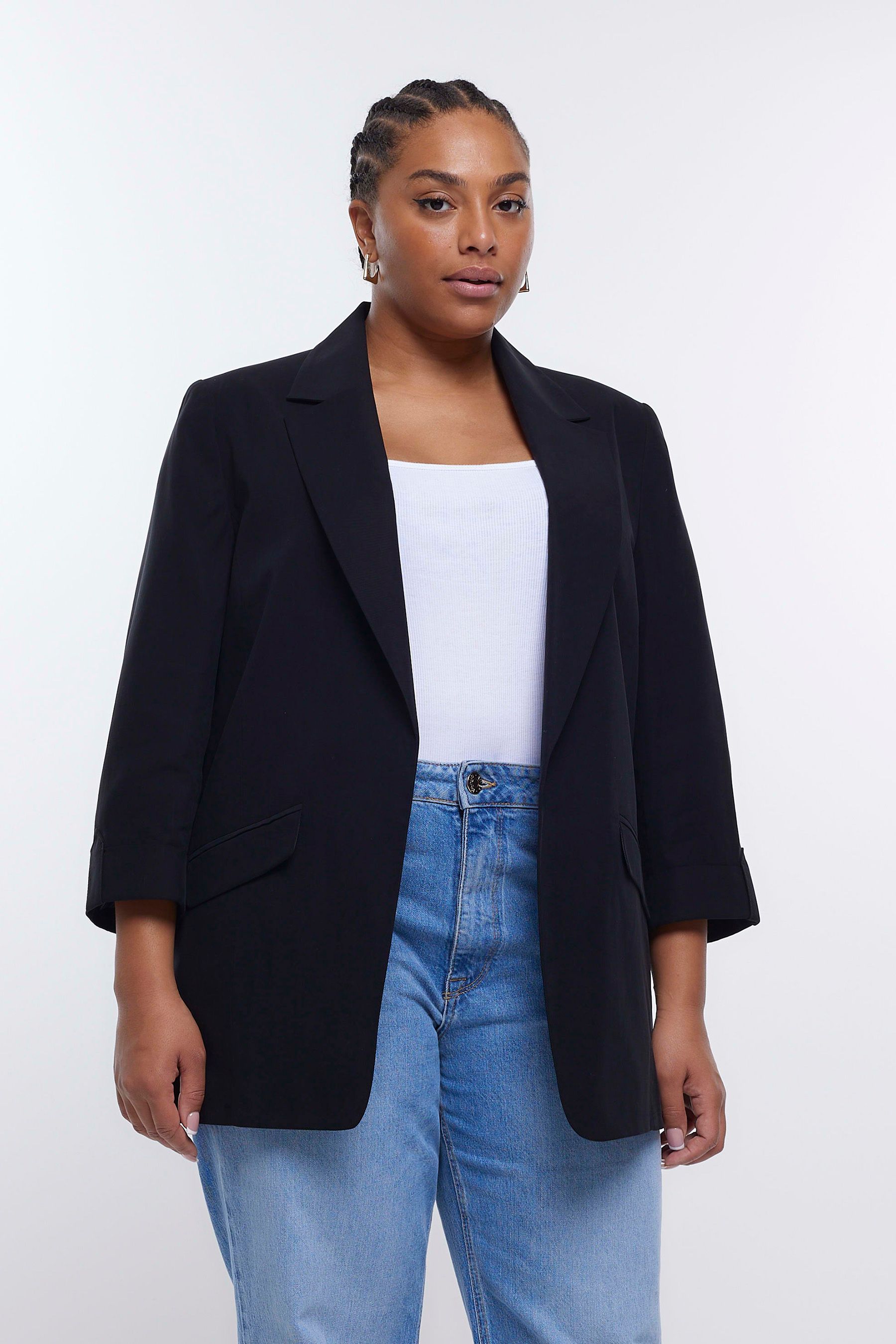 Plus size discount black blazer uk