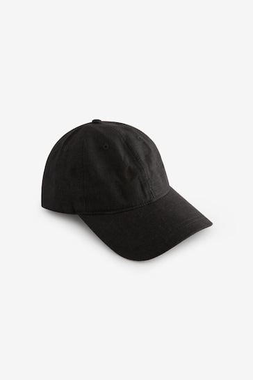 Black Linen Blend Cap