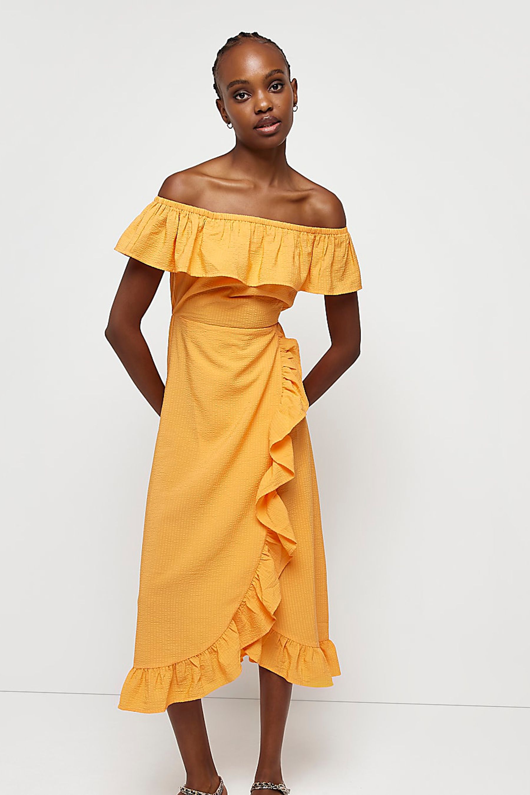 Mustard dress river island store