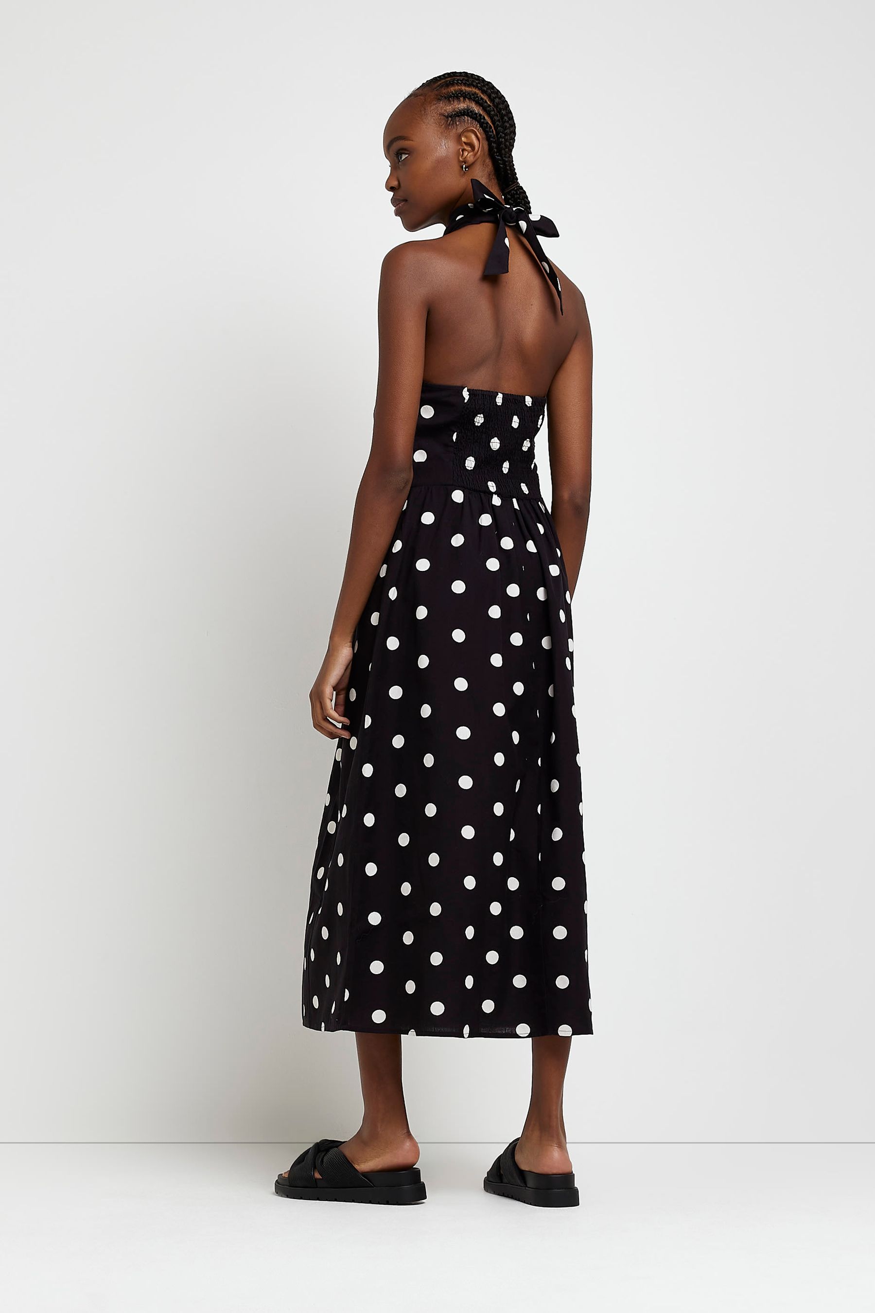 Spotty halter neck dress discount
