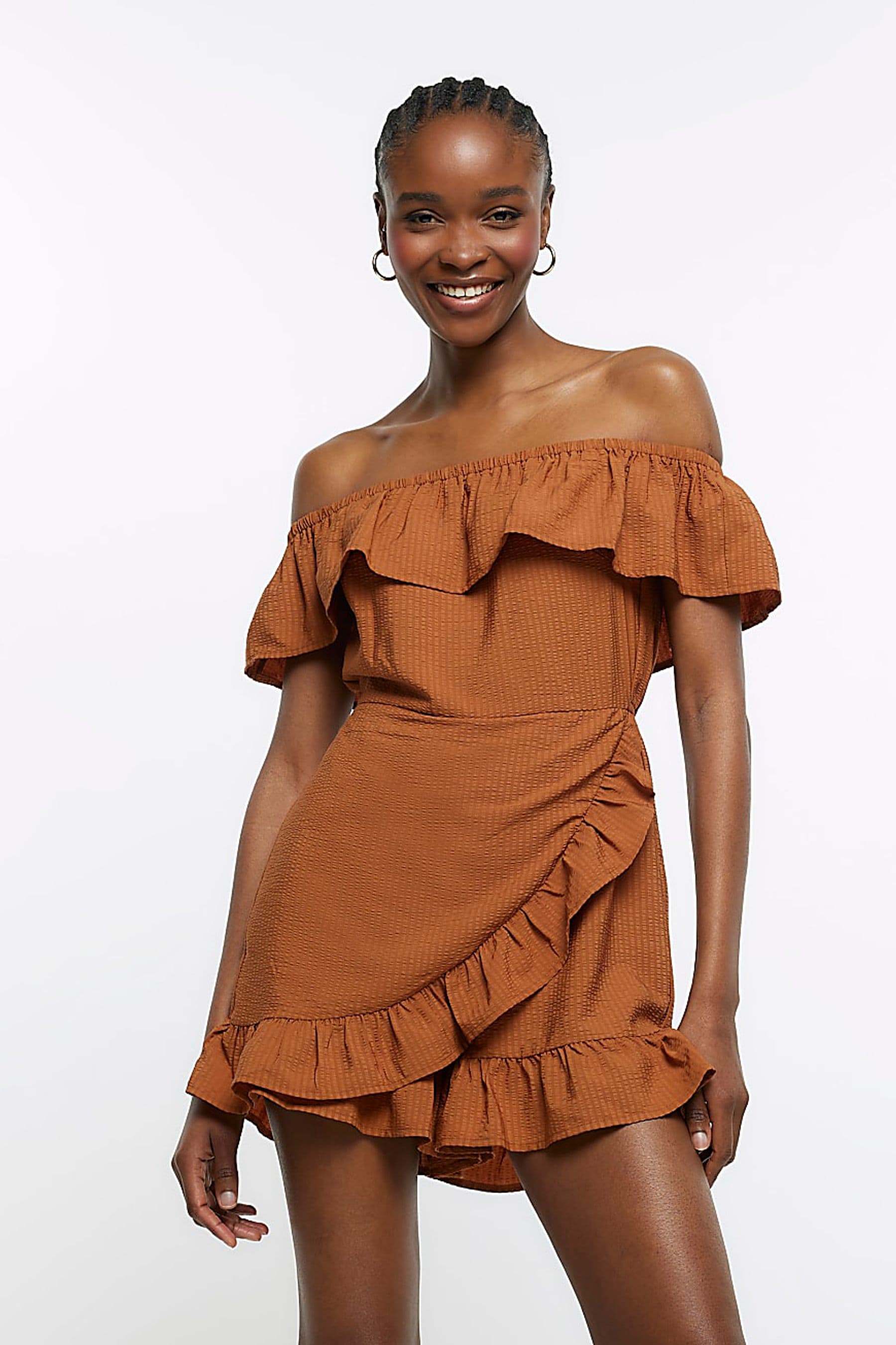 Orange playsuit river island top