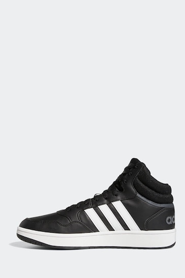 adidas Black/White Hoops 3.0 Mid Trainers