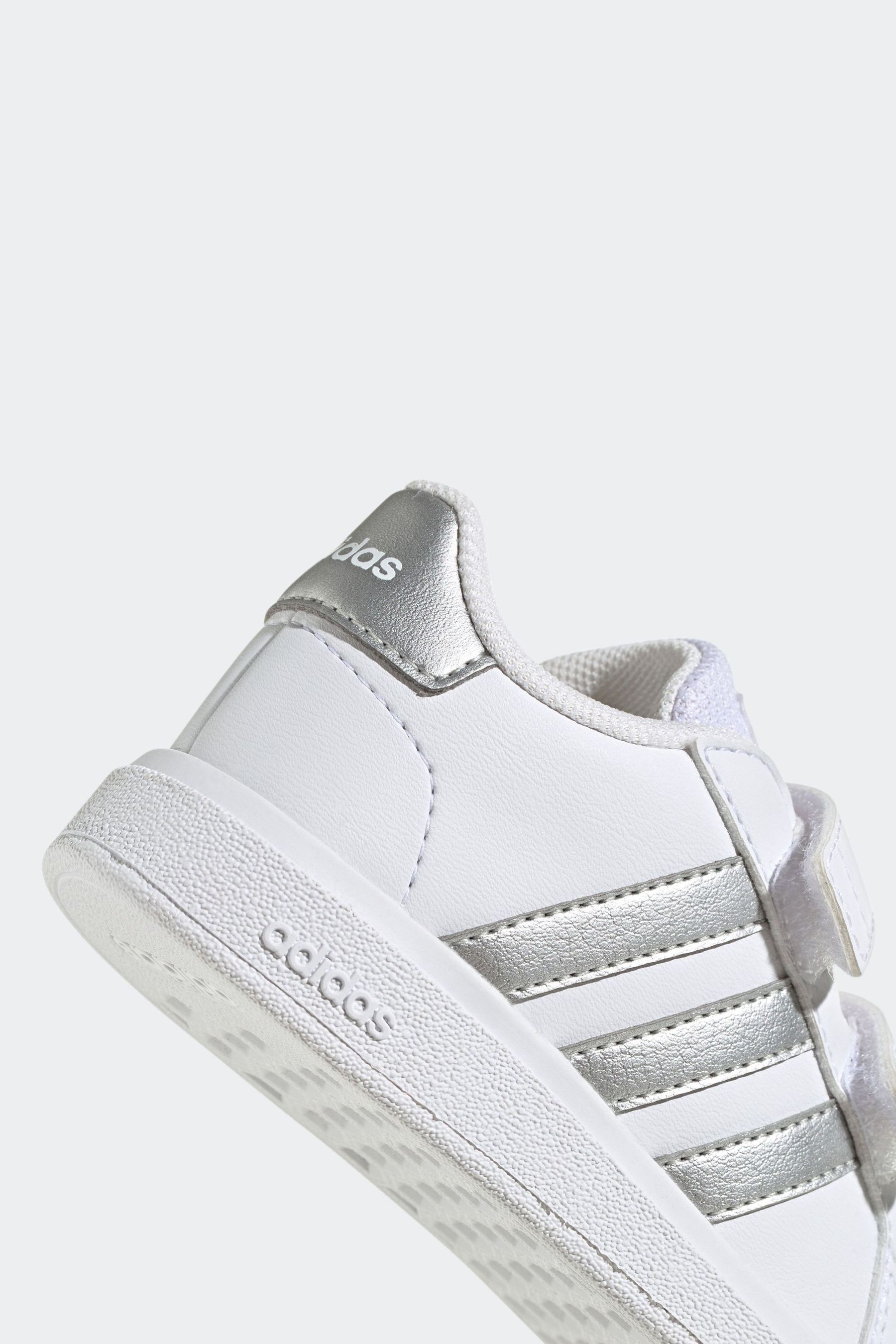 adidas White Silver Grand Court 2.0 Infant Trainers