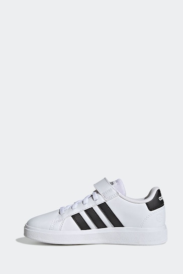 adidas White/black Sportswear Grand Court Elastic Lace And Top Strap Trainers