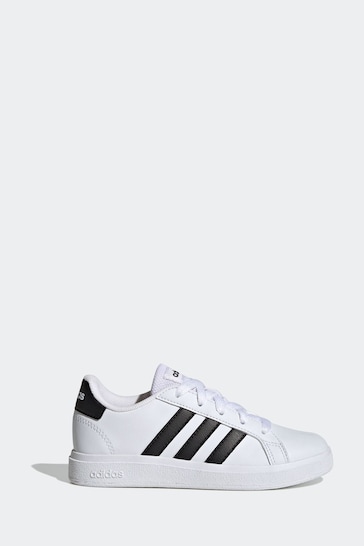 adidas White/Black Kids Sportswear Grand Court Lifestyle Tennis Lace-Up Trainers