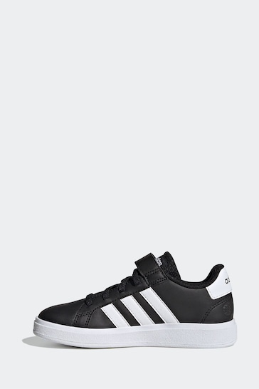 adidas Black/White Sportswear Grand Court Elastic Lace And Top Strap Trainers