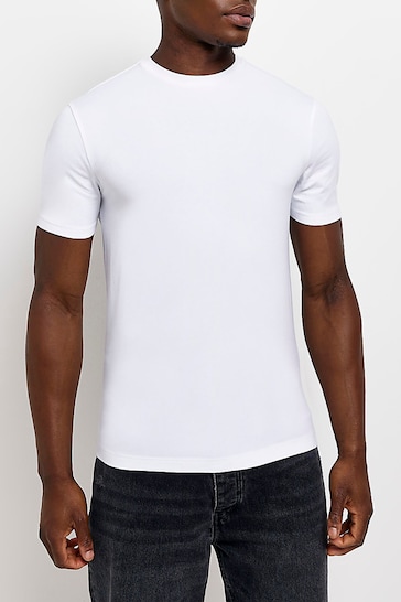 River Island White black Muscle T-Shirts 5 Pack