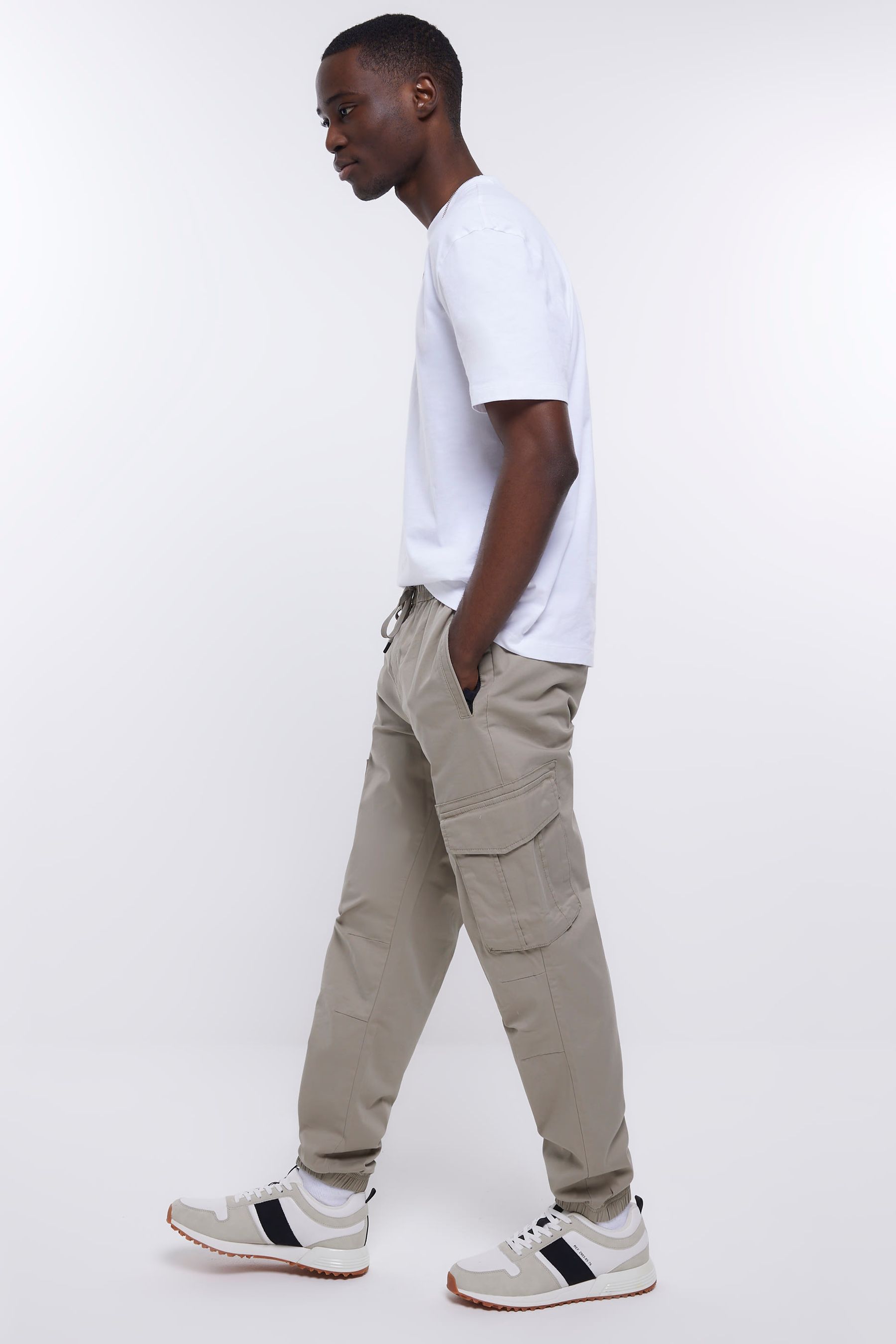 Buy River Island Beige Slim Fit Cargo Trousers from the Next UK