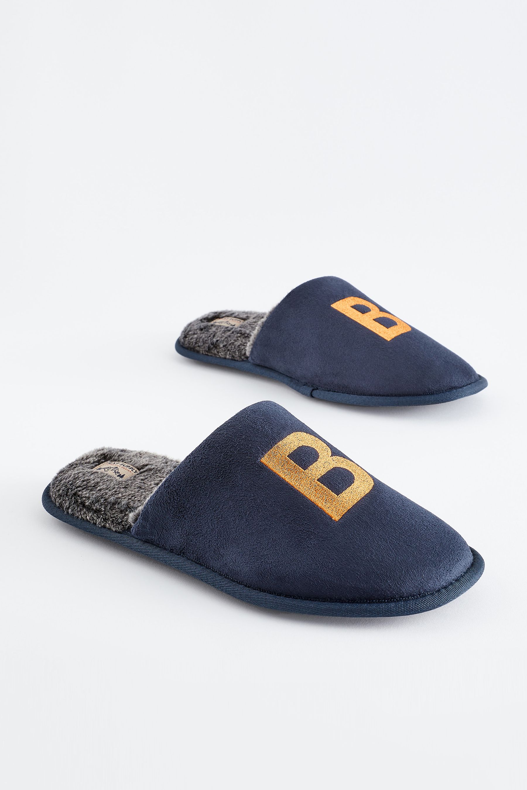 Buy Navy Blue Medium Monogram Slippers from the Next UK online shop