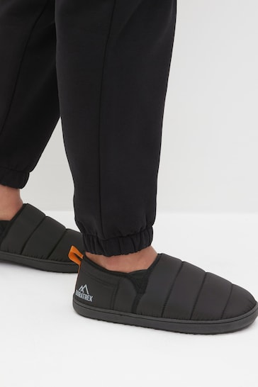 Black Water Repellent Quilted Slippers