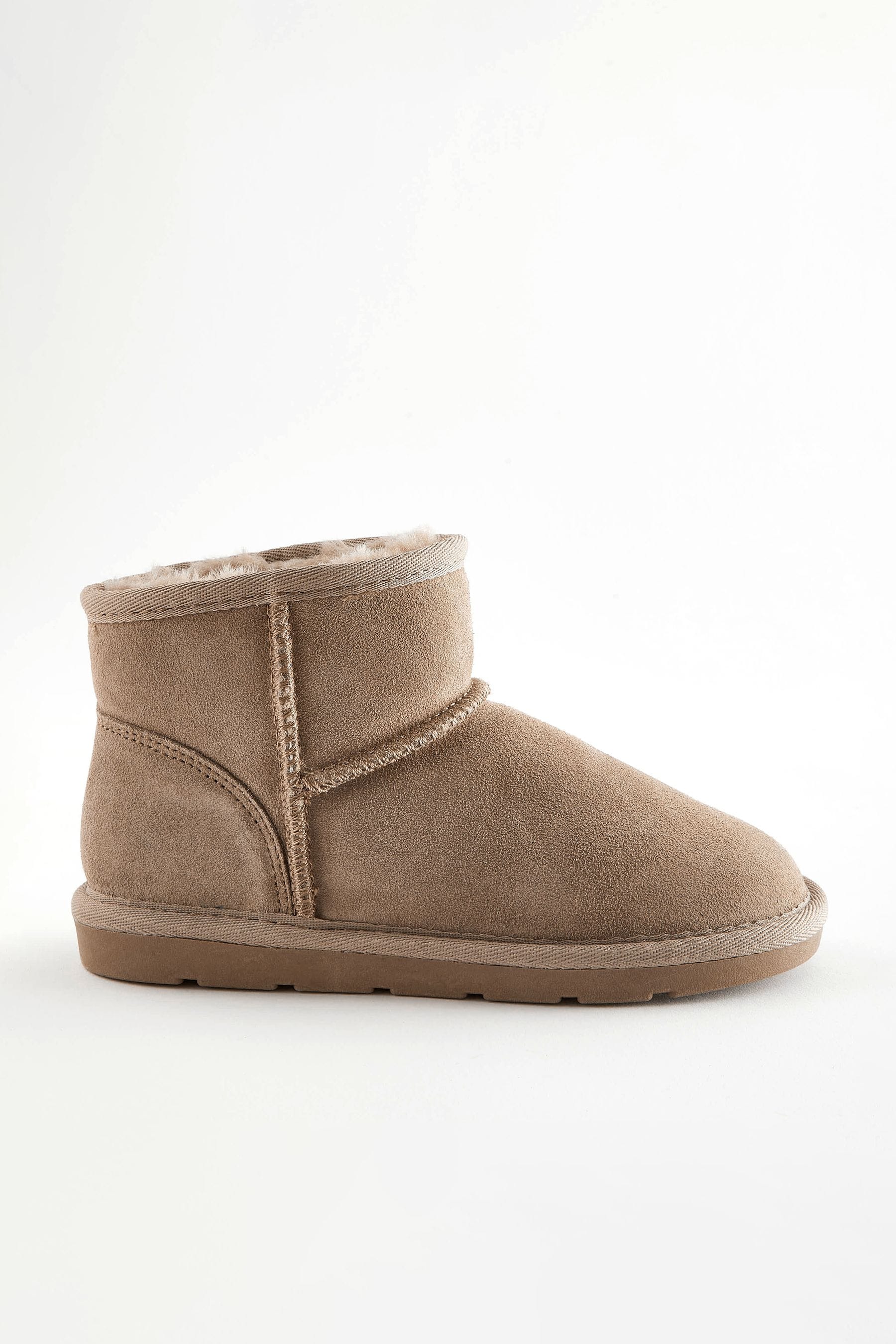 Taupe Grey Short Warm Lined Water Repellent Suede Pull On Boots