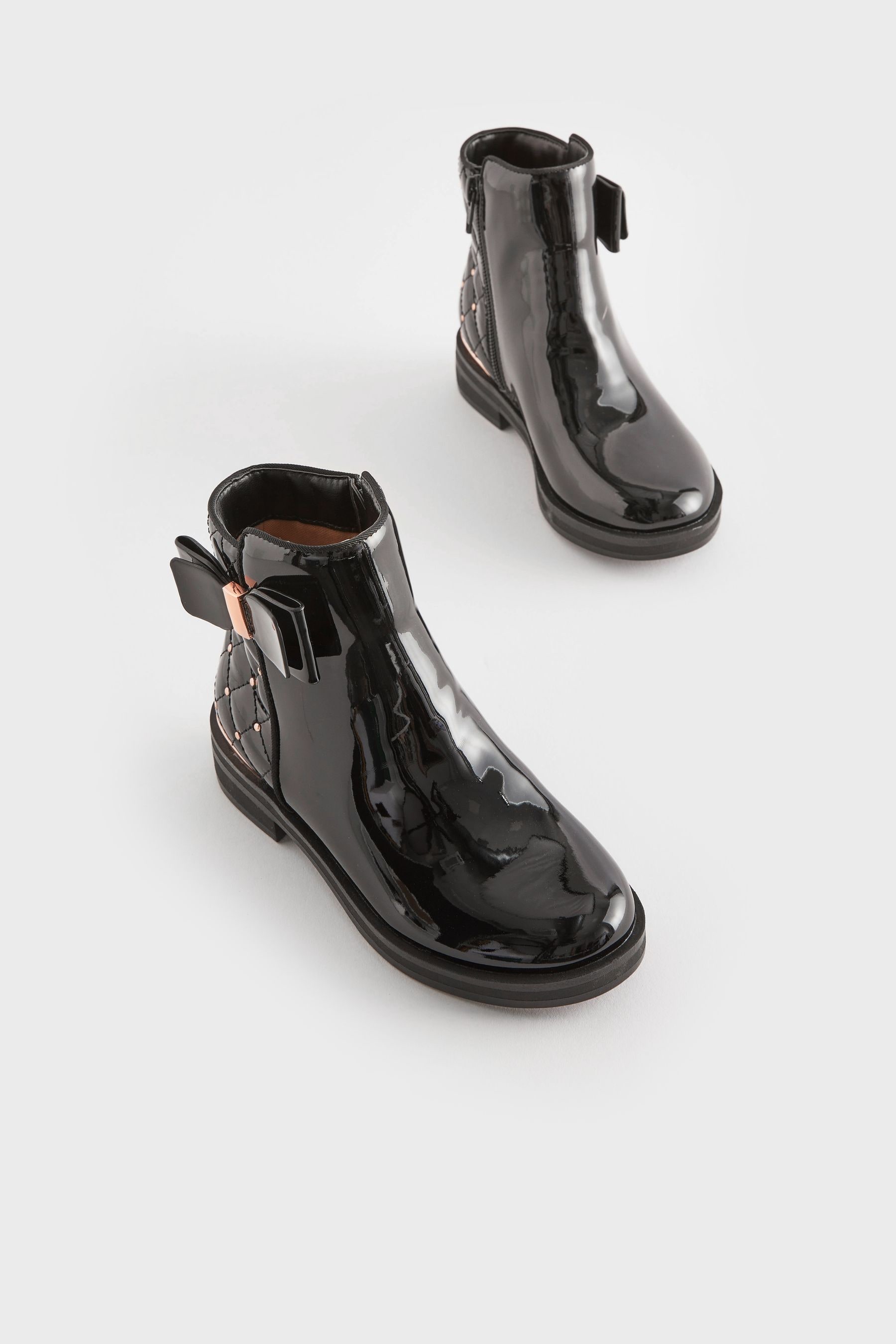 Buy Black Rose Gold Bow Stud Boots from the Next UK online shop