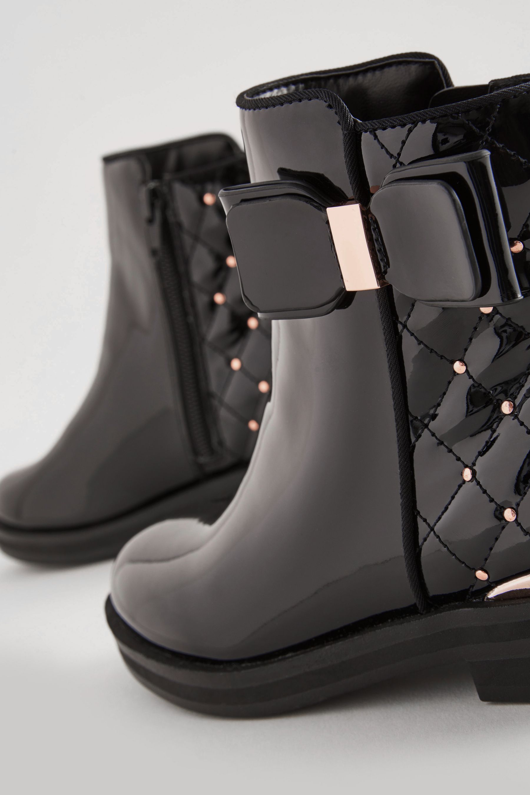 Buy Black Rose Gold Bow Stud Boots from the Next UK online shop