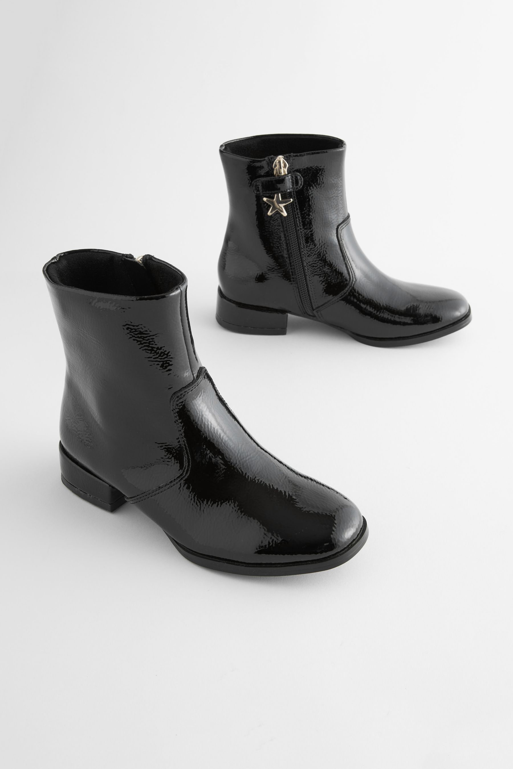 Flat black discount patent boots