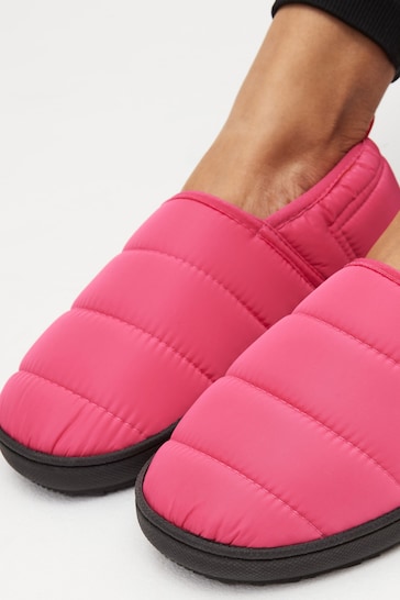 Pink Water Repellent Quilted Slippers