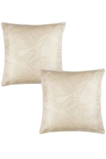 Wylder 2 Pack Natural Seymour Embroidered Woven Jacquard Piped Cushions