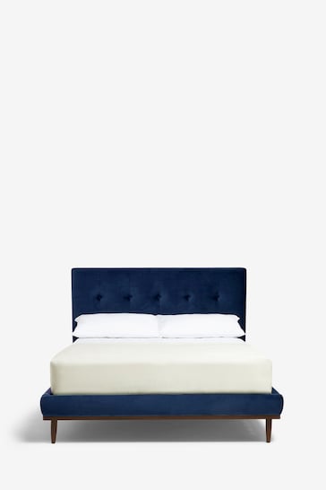Swoon Opulent Velvet Navy Blue Klee Upholstered Ottoman Storage Bed Frame