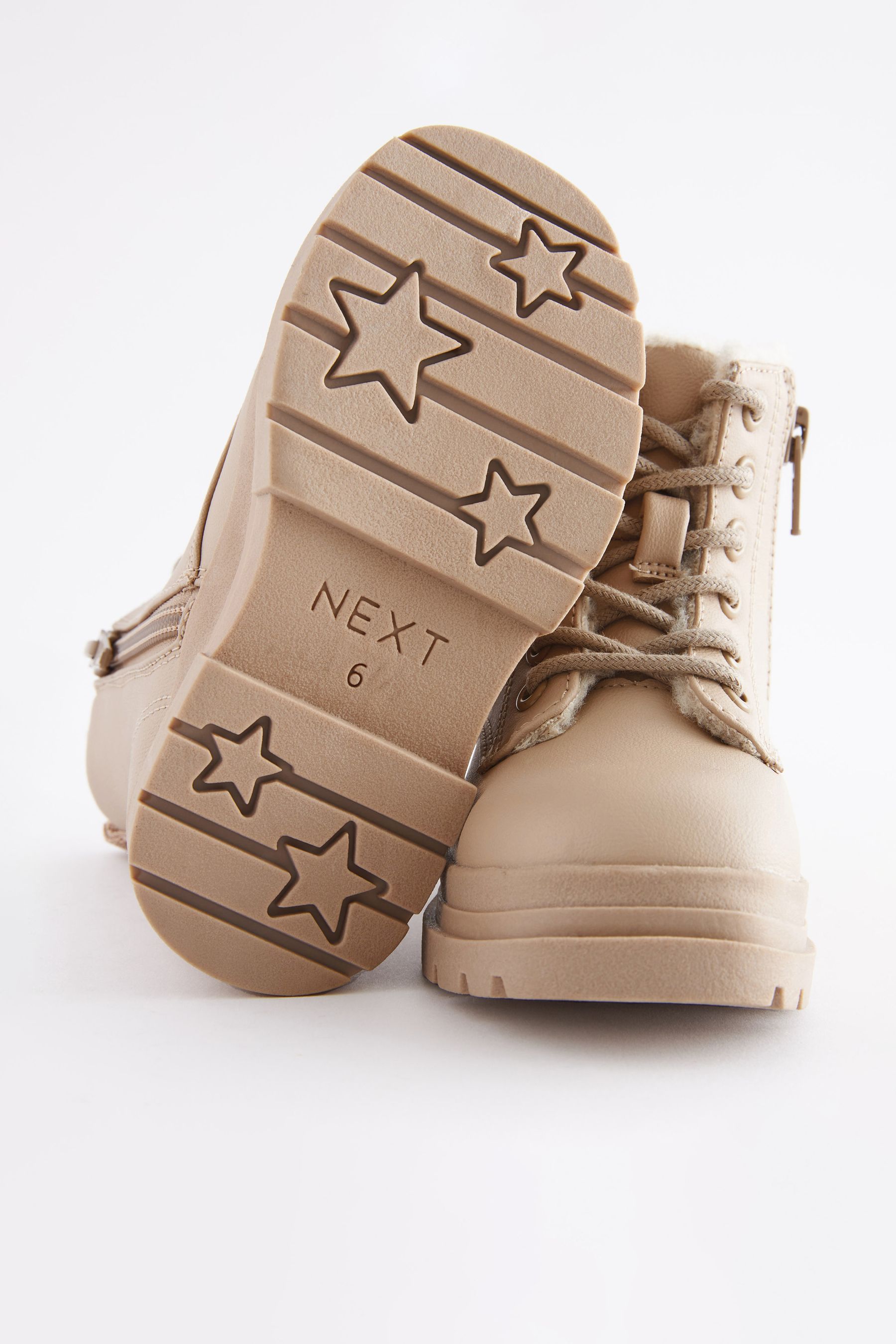 Buy Beige Warm Lined Lace Up Boots from the Next UK online shop