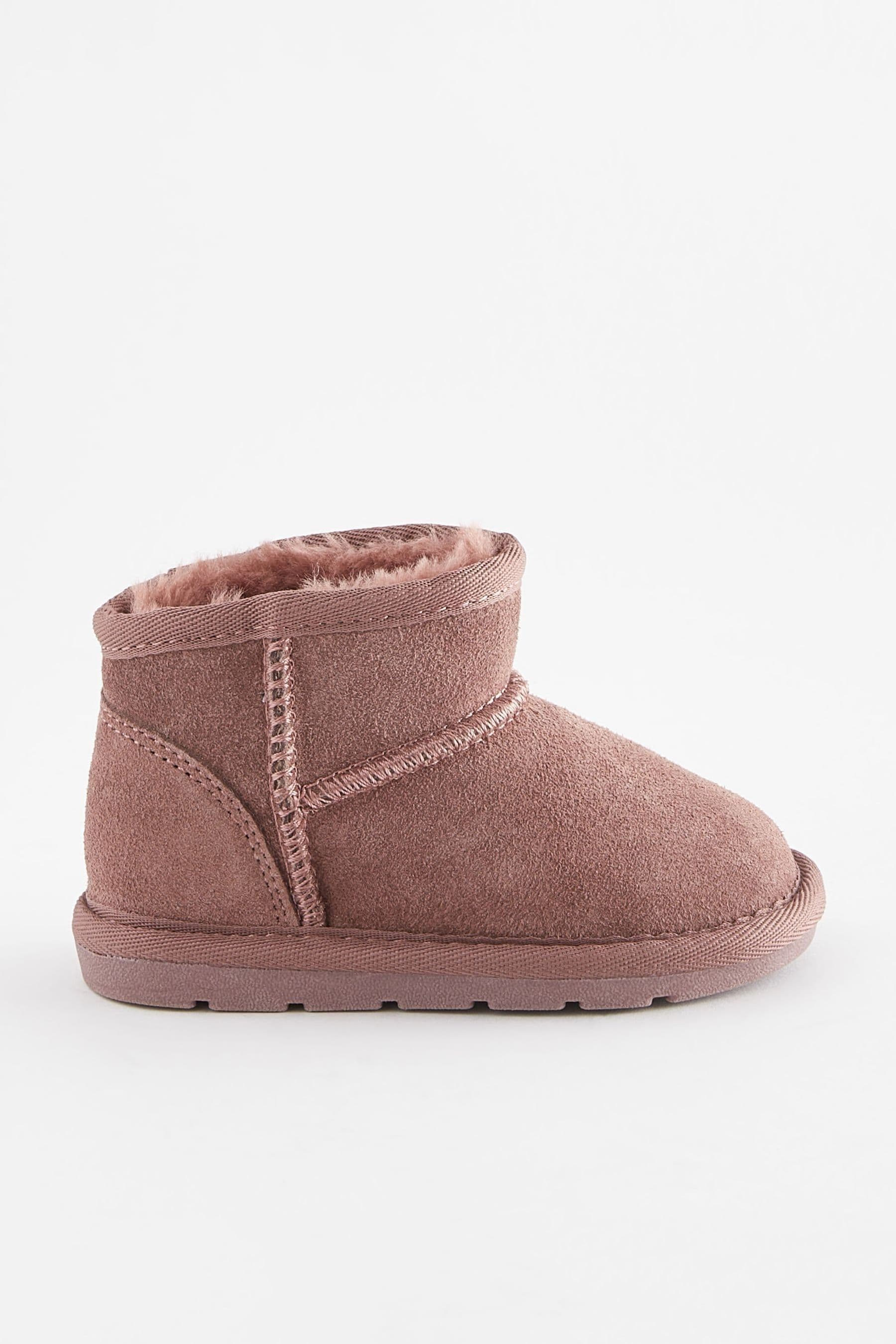 Buy Rose Pink Mini Faux Fur Lined Water Repellent Pull On Suede Boots from the Next UK online shop