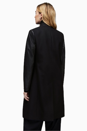 AllSaints Black Wool Sidney Lea Coat