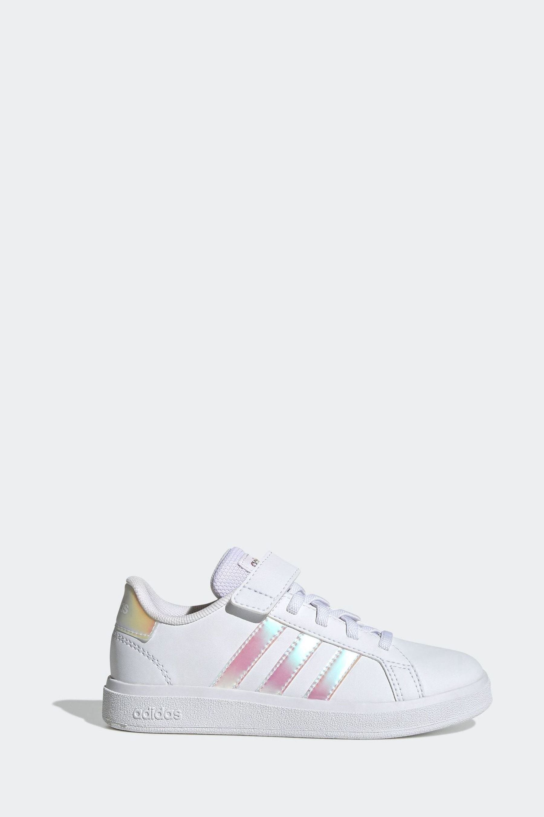 Buy adidas White Silver Sportswear Grand Court Elastic Lace And