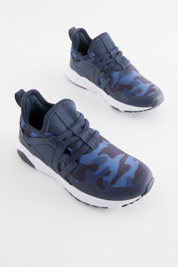 Blue Camouflage Elastic Lace Trainers