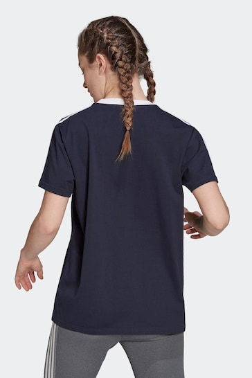 adidas Blue 3 Stripe Boyfriend T-Shirt