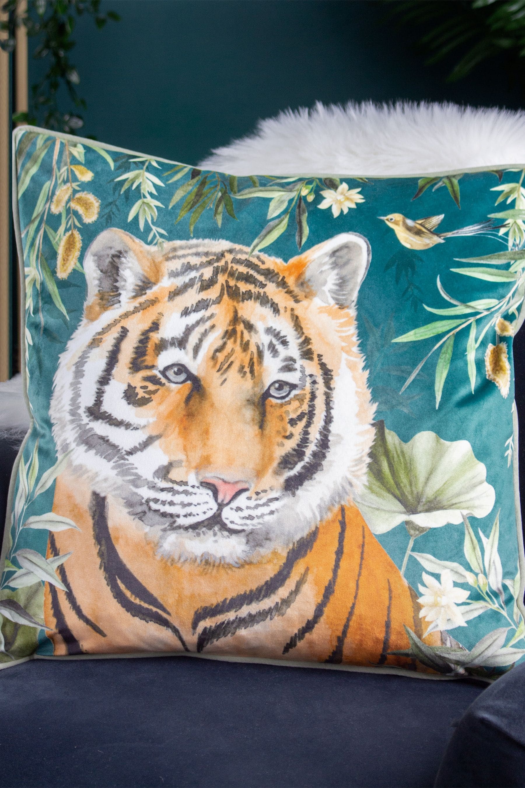 Velvet sales tiger cushion
