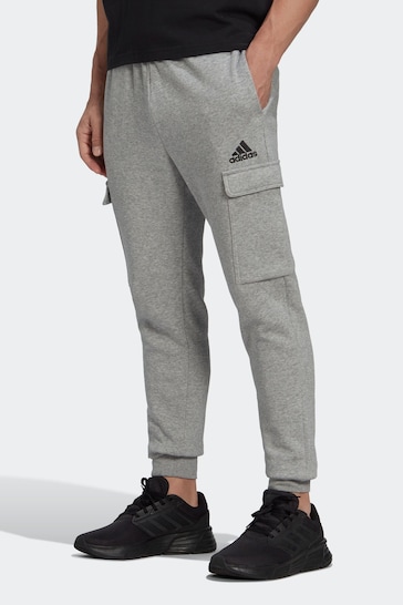 adidas gt0340 Grey Sportswear Essentials Fleece Regular Tapered Cargo Joggers