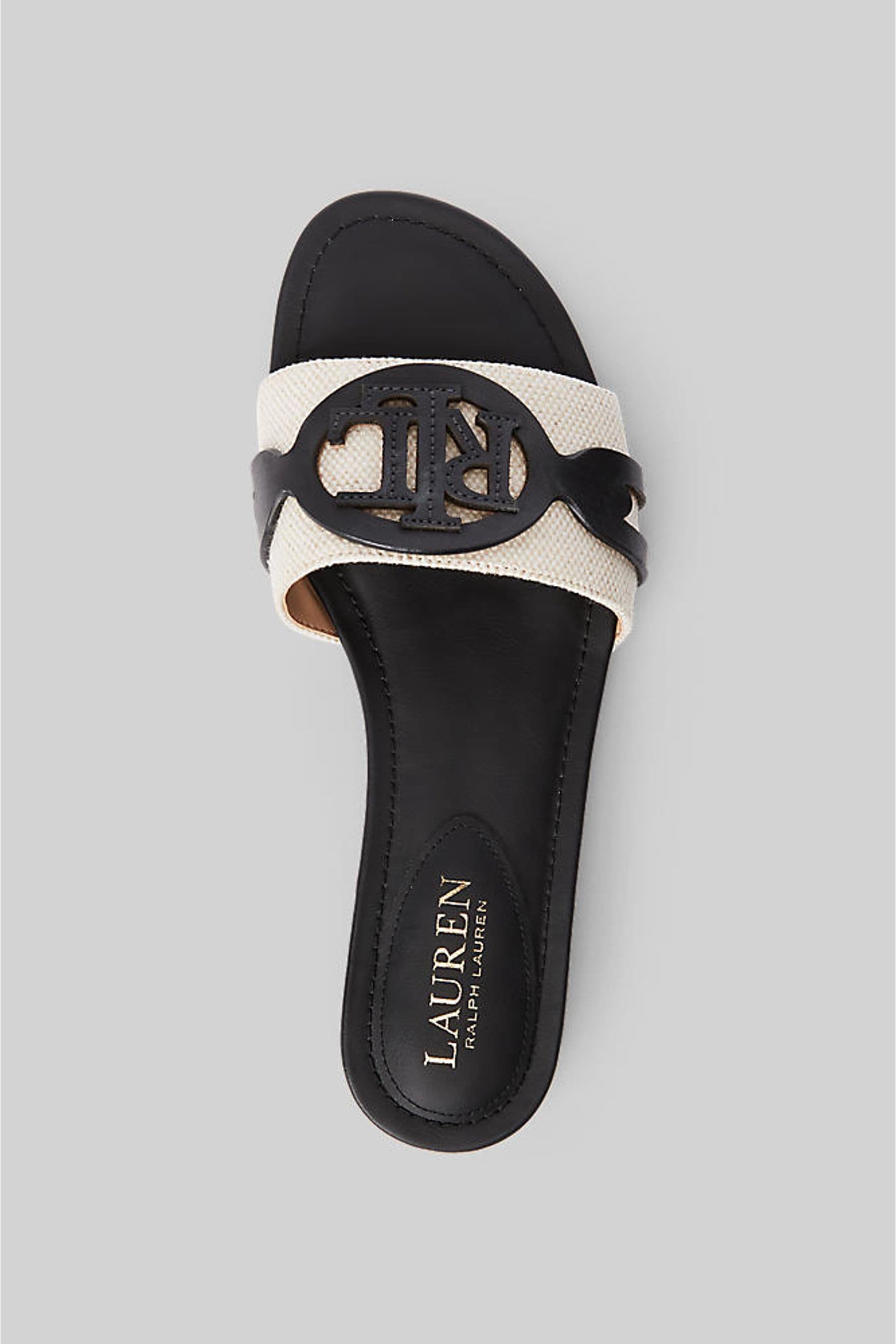 Lauren Ralph Lauren Alegra Canvas Leather Sliders