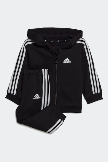 adidas Black Sportswear Essentials Full-Zip Hooded Jogger Set