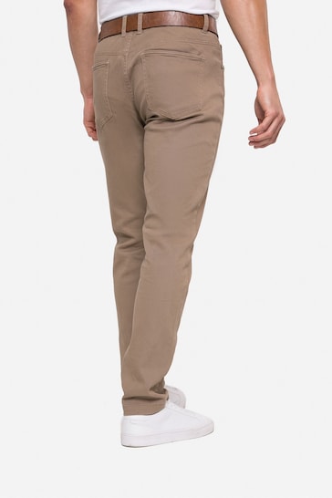 Threadbare Brown Belted Stretch Chino Trousers