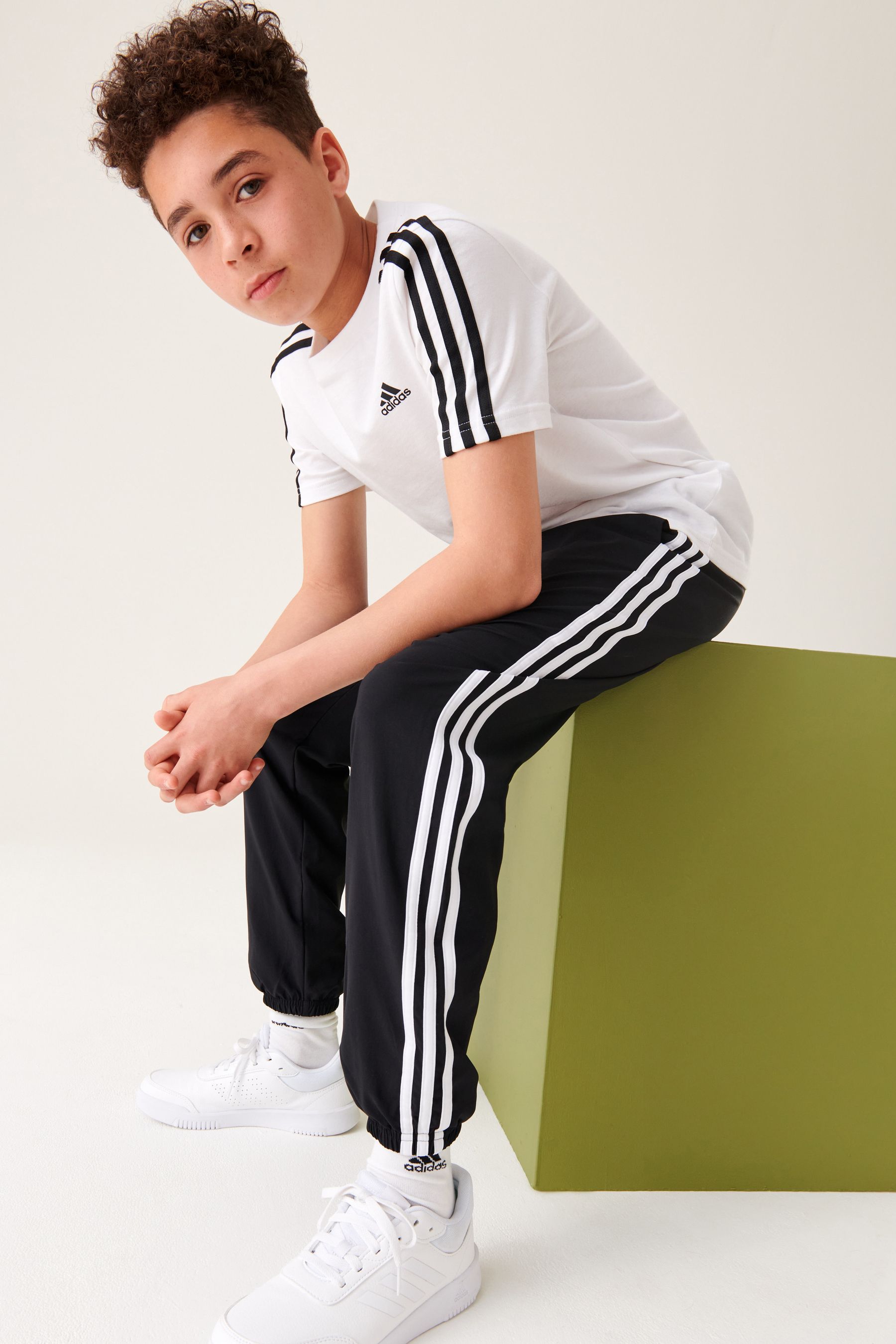 Buy adidas Black 3S Woven Joggers from the Next UK online shop