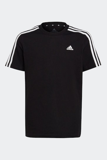 adidas Black Essentials 3-Stripes Cotton T-Shirt