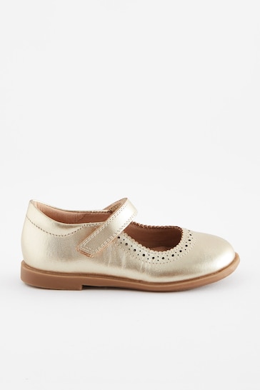 Gold Leather Leather Mary Jane Brogues