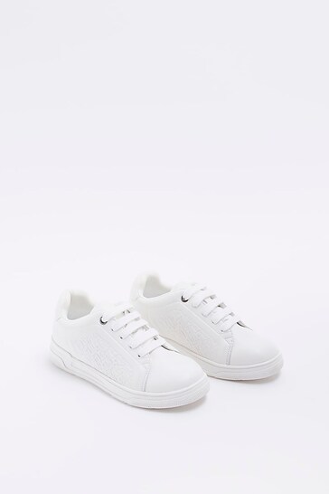 River Island White Boys Embossed Trainers