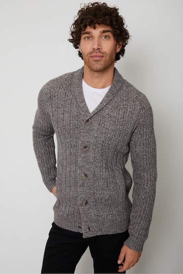 Threadbare Grey Wool Blend Shawl Collar Cardigan