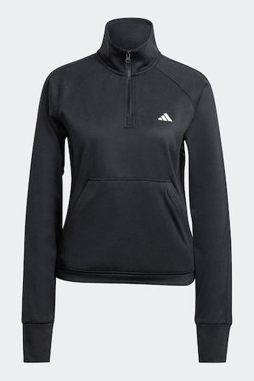 adidas Black Performance Training Aeroready Game & Go Quarter-zip Fleece Top