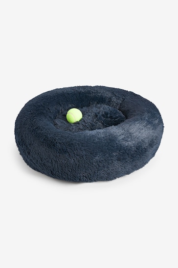 Navy Faux Fur Donut Pet Bed