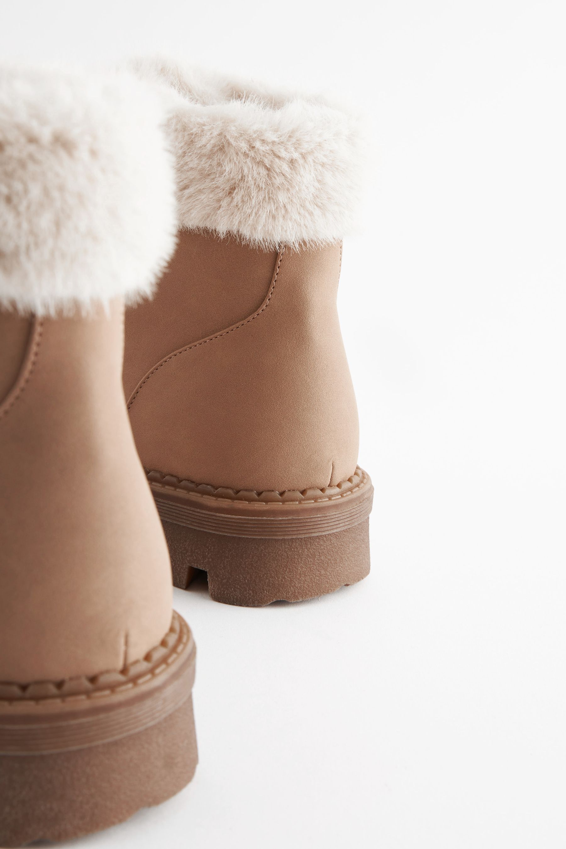 Buy Tan Brown Regular Wide Fit Forever Comfort Faux Fur Lace Up