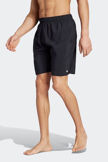 adidas Black Solid CLX Classic Length Swim Shorts