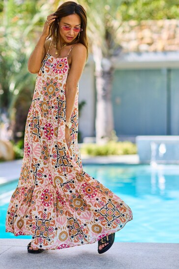 Dress is the perfect length and is lightweight so its lovely and cool for casual summer days