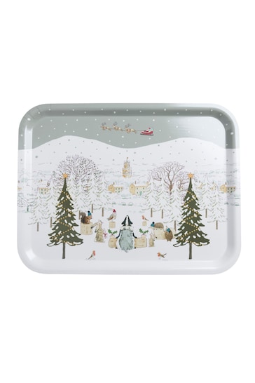 Sophie Allport Green Large Festive Forest Printed Tray
