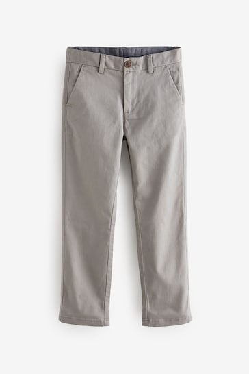 Light Grey Regular Fit Stretch Chino Trousers (3-17yrs)