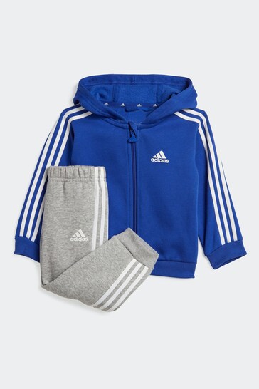 adidas bandes Blue Sportswear Essentials Full-Zip Hooded Jogger Set