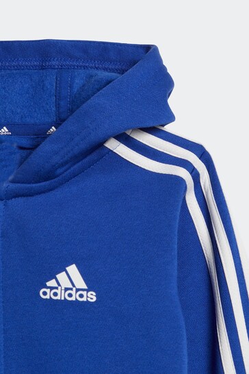 adidas bandes Blue Sportswear Essentials Full-Zip Hooded Jogger Set