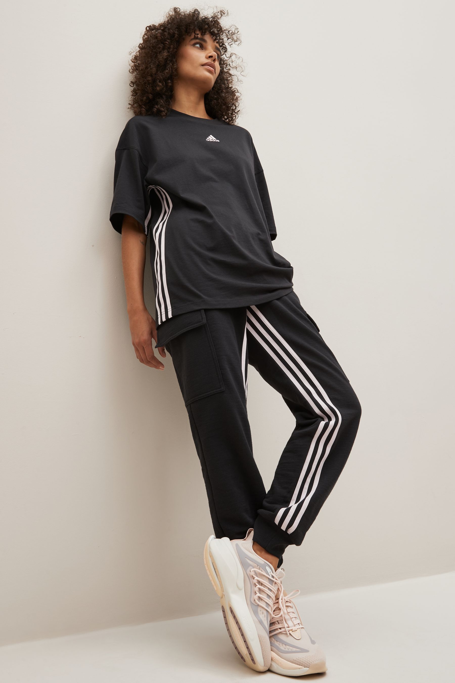 Buy adidas Black Tapered Sportswear Dance 3 Stripes High waisted Cargo Joggers from the Next UK online shop