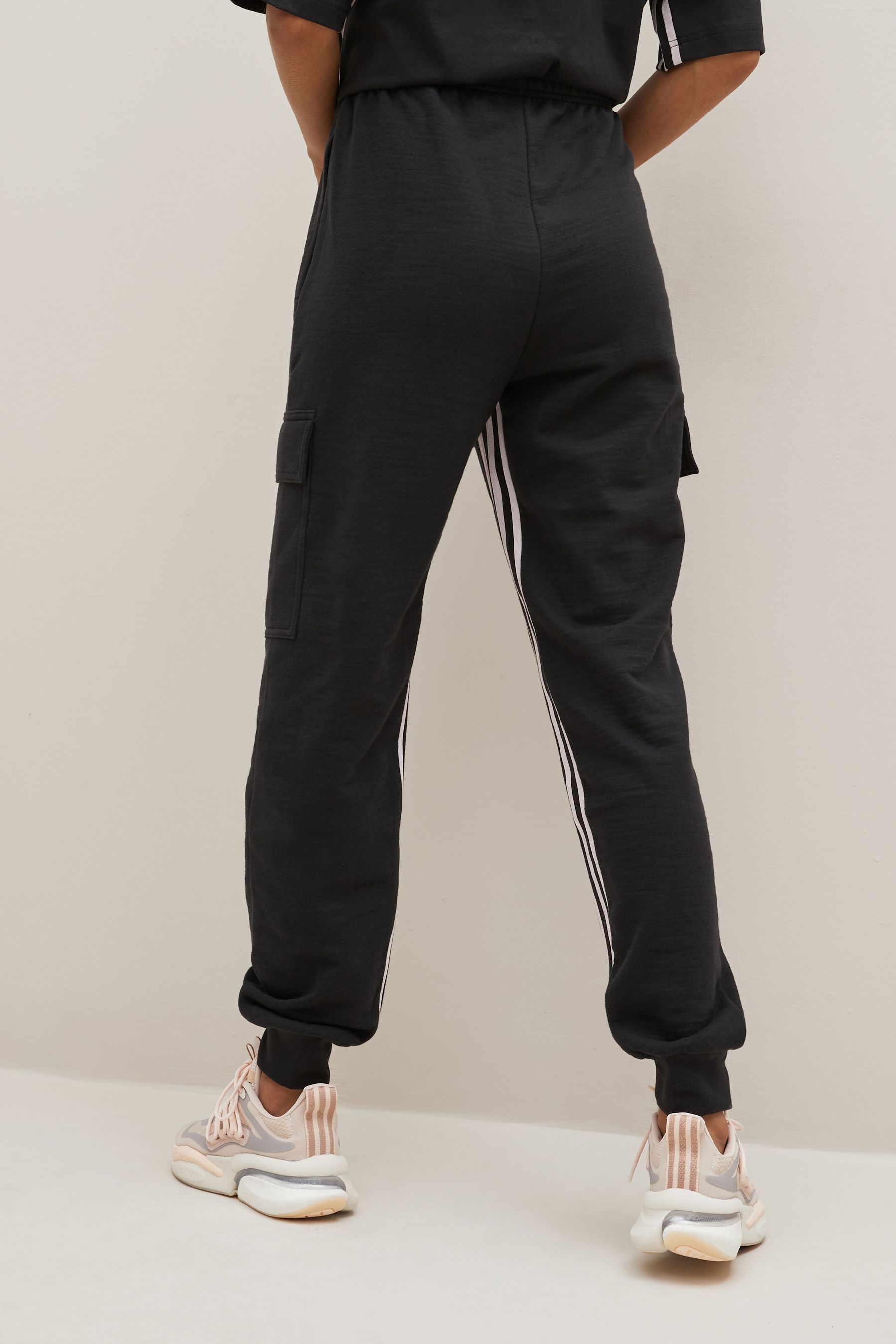 Buy adidas Black Tapered Sportswear Dance 3 Stripes High waisted