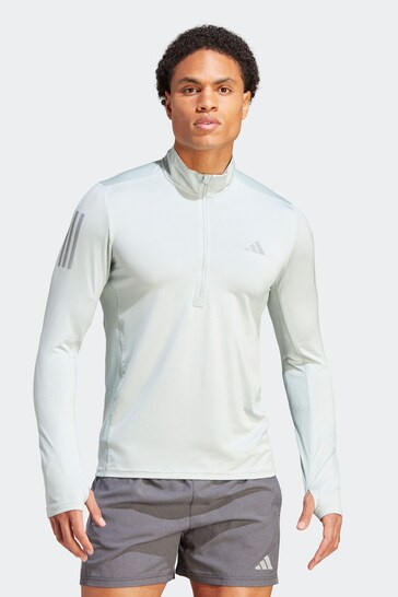 adidas Grey Performance Own the Run 1/4 Zip Long Sleeve Sweatshirt